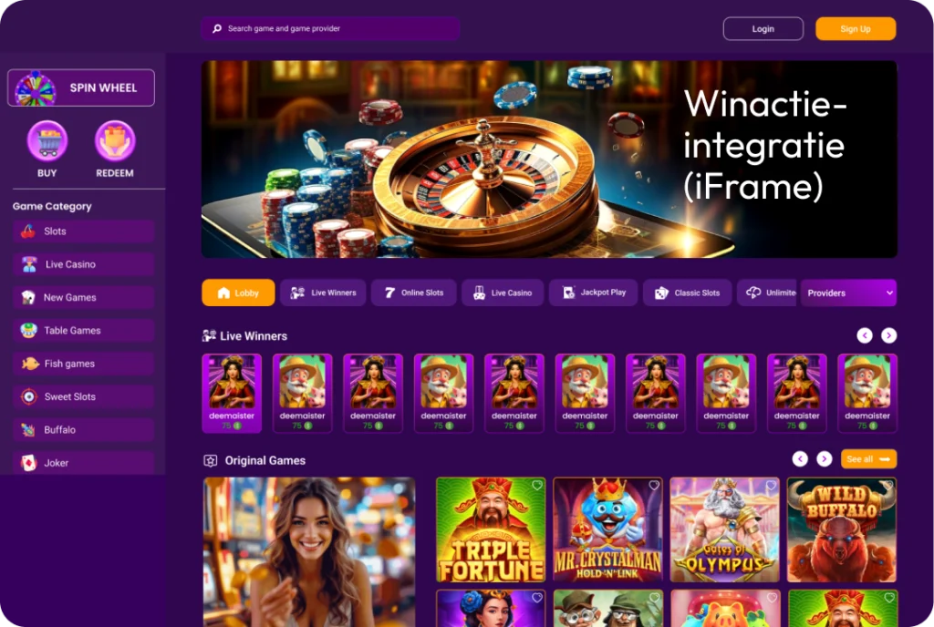 Winactie-integratie (iFrame)